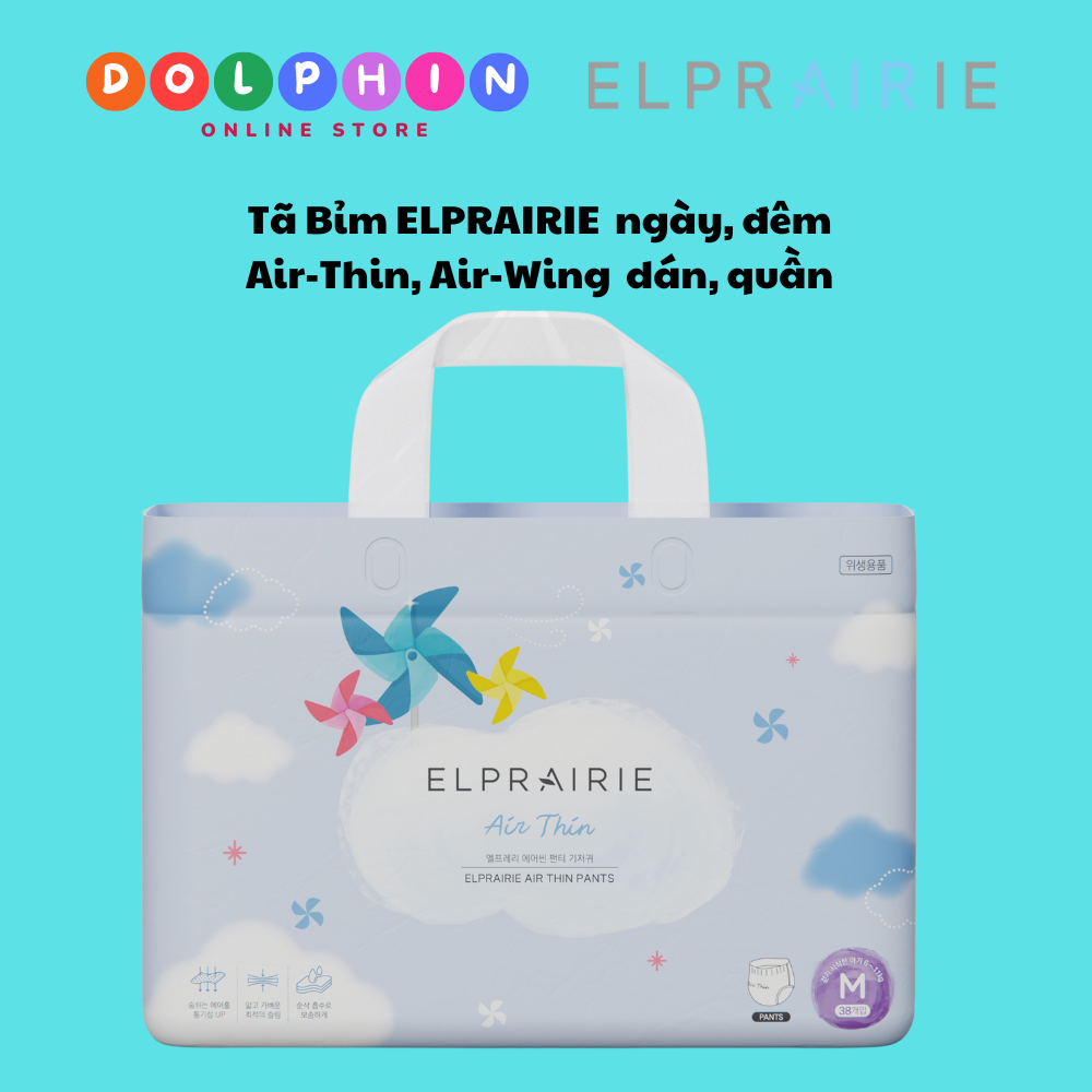 tã bỉm Elprairie nội địa Hàn Quốc mẫu mới Dán/Quần đủ size Siêu thấm, con khô thoáng cả ngày Dolphin