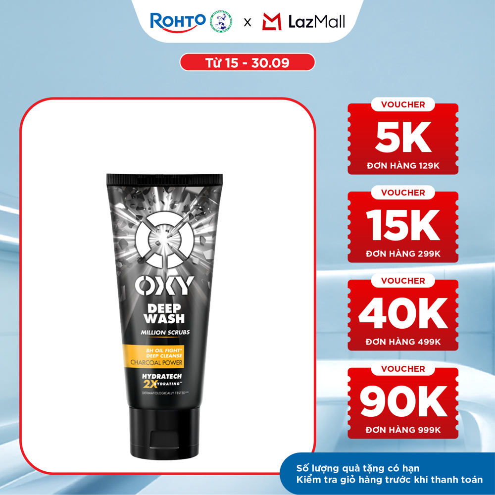 Sữa rửa mặt cho nam Oxy sạch sâu giảm nhờn dạng kem có hạt massage Oxy Deep Wash 100g