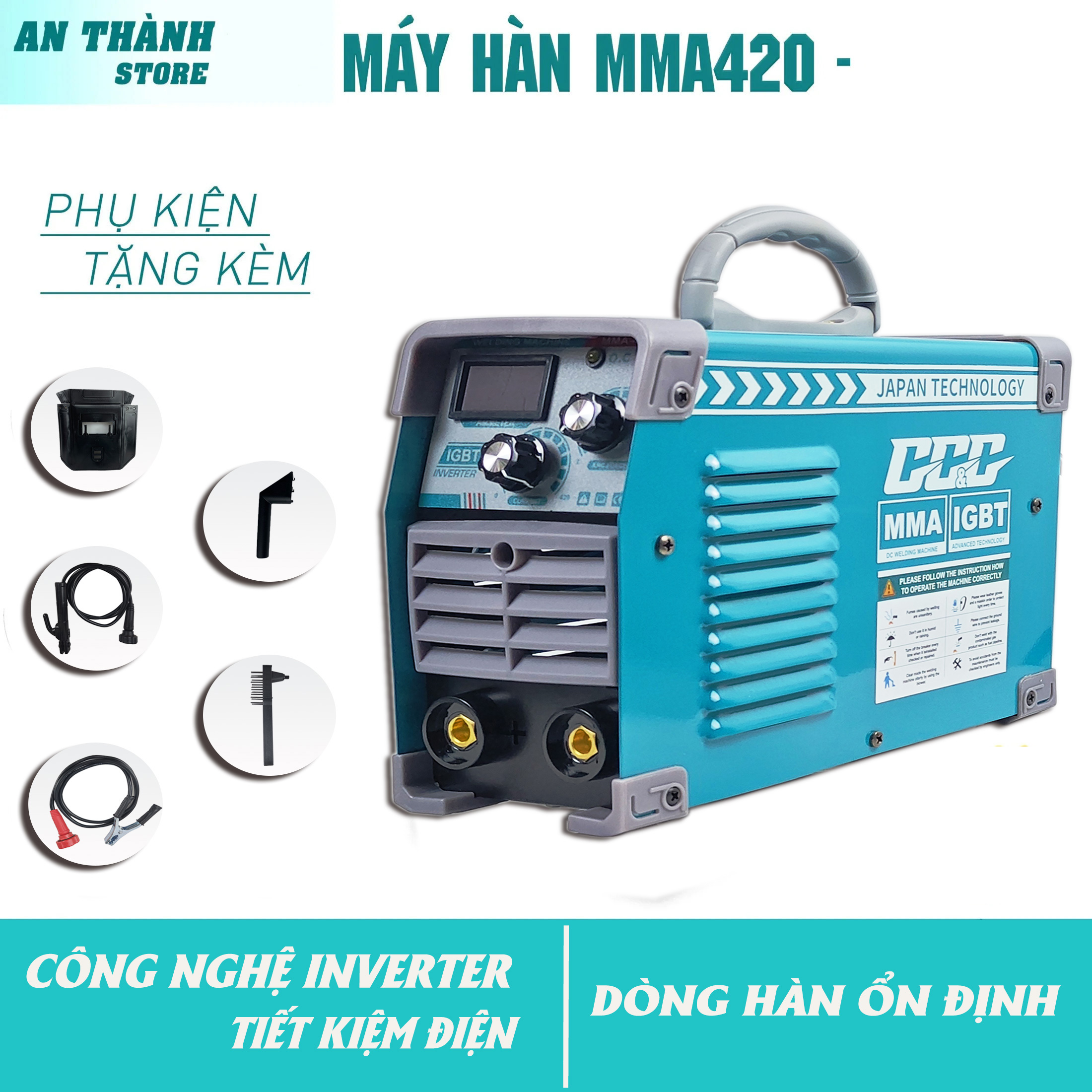 Máy hàn,  Máy hàn điện tử MMA420, máy hàn hồ quang, hàn inox, máy hàn que  lõi đồng