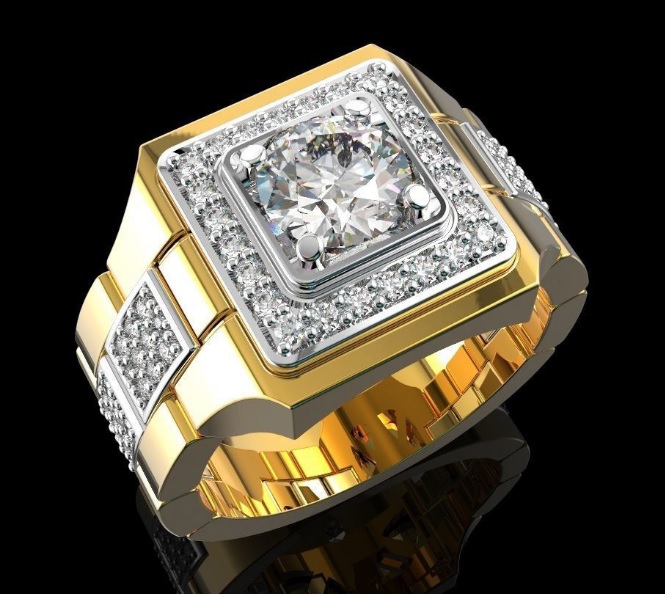 [HCM]Nhẫn Nam  Mạ Vàng 24k Đính Kim Cương Cao Cấp - Trang sức Kingshop
