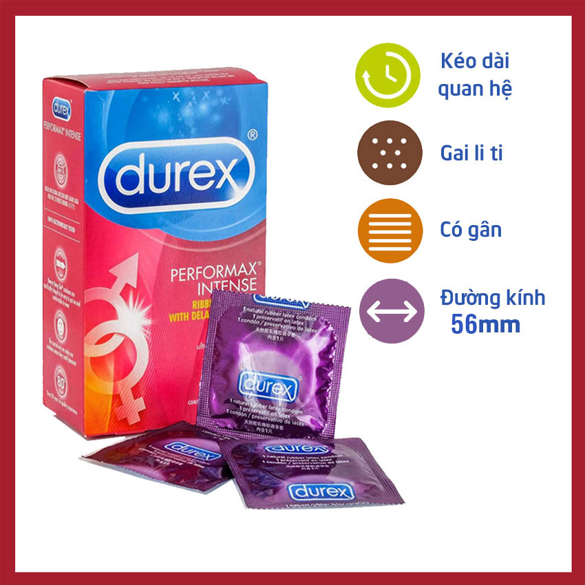 [HCM]Bao Cao Su Kéo Dài Cao Cấp Durex Performax Intense