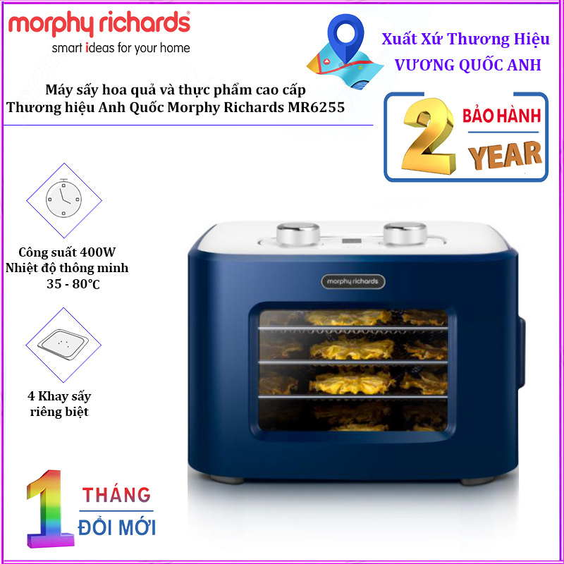 Máy sấy thực phẩm thương hiệu cao cấp Morphy Richards MR6255, công suất 400W, nhiệt độ điều chỉnh: 35 ~ 80 ℃ [BẢO HÀNH 12 THÁNG]