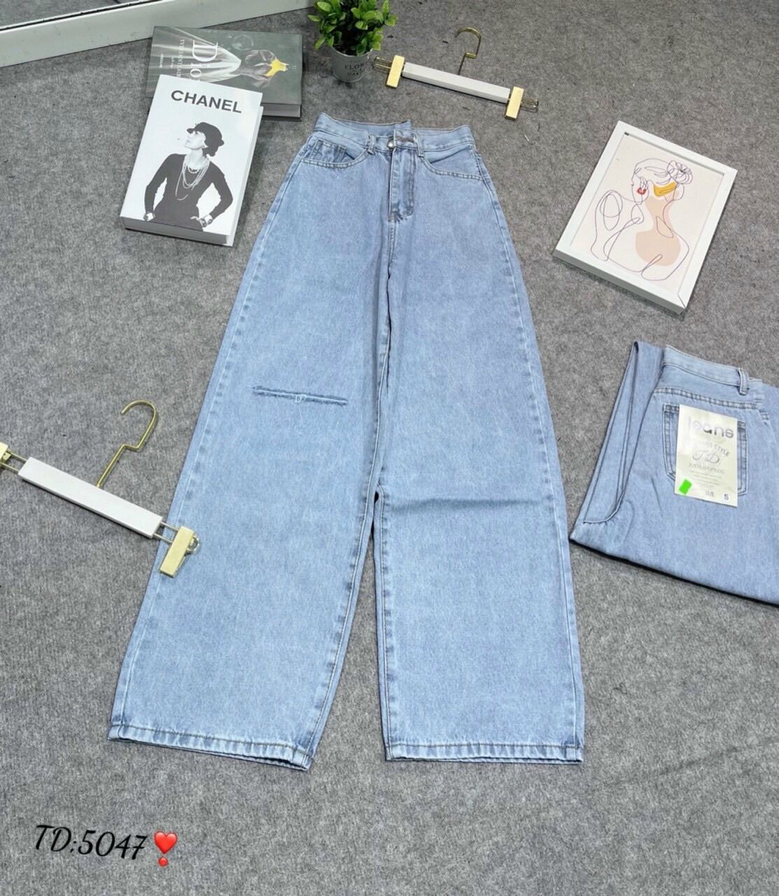 💕Baggy Jeans Ống Suông Rách 1 Line