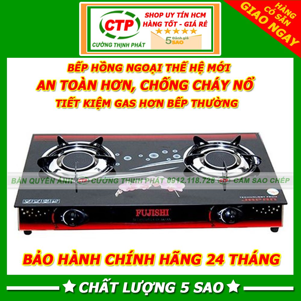 Bếp gas đôi đơn hồng ngoại mặt kính cường lực tiết kiệm ga FUJISHI LIVORNO siêu bền