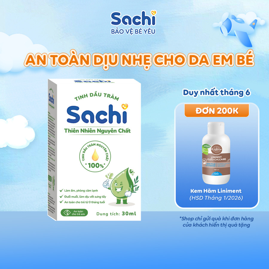 Tinh Dầu Tràm Nguyên Chất Sachi Giúp Làm Ấm Cơ Thể, Giảm Chướng Bụng, Đầy Hơi, An Toàn Cho Trẻ Nhỏ 30ml