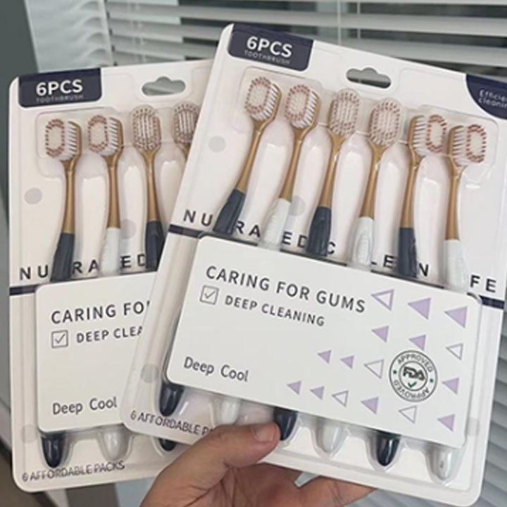 Vỉ 6 bàn chải đánh răng nội địa trung  chải siêu êm, làm sạch sâu đánh sạch mảng bám , bàn chải đánh răng lông mềm chuyên bảo vệ nướu