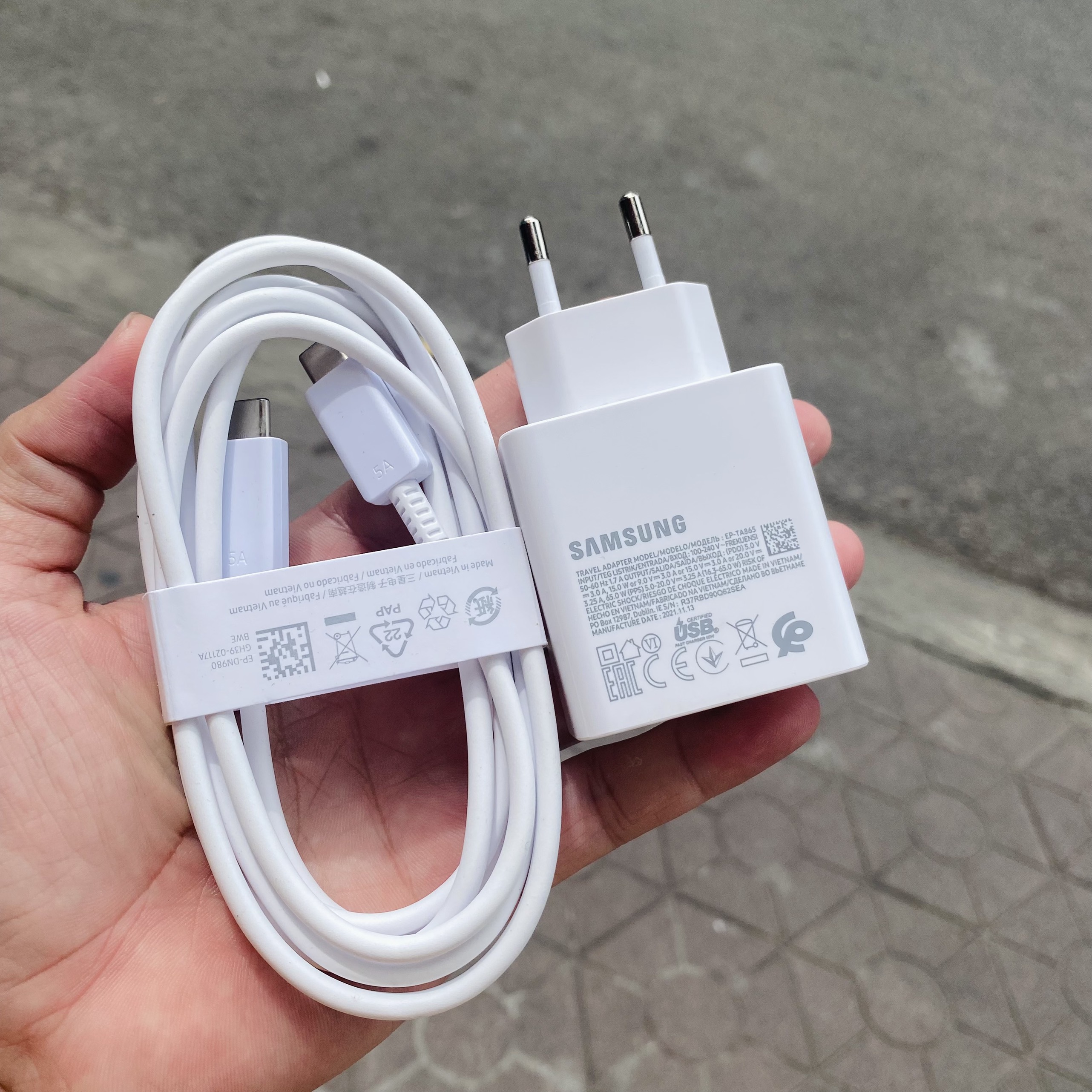 Bộ củ cáp sạc nhanh 65w samsung chính hãng, cáp sạc 5a dài 1.8m, sạc siêu nhanh điện thoại, tab, macbook