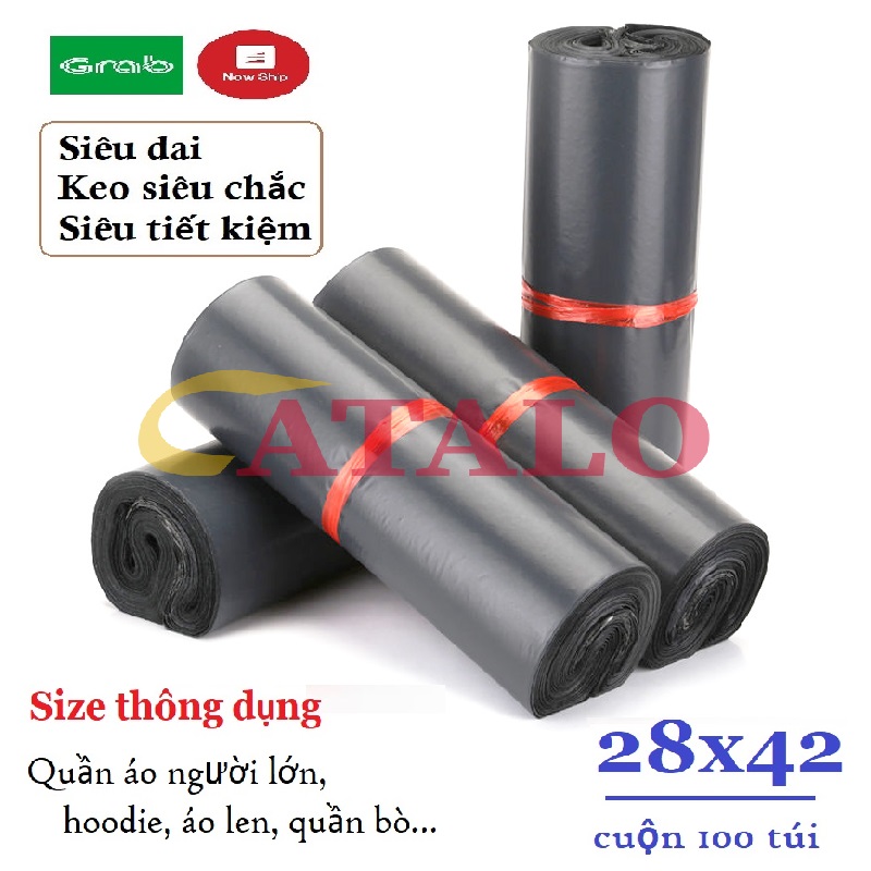 Cuộn 100 Túi Gói Hàng Nhanh Size 28x42cm - Siêu Dai, Chống Nước, Keo Dính Chắc - Túi gói hàng dán keo, túi gói hàng tự dính, túi gói hàng chuyển phát nhanh COD - SALE 50% - BIG MART