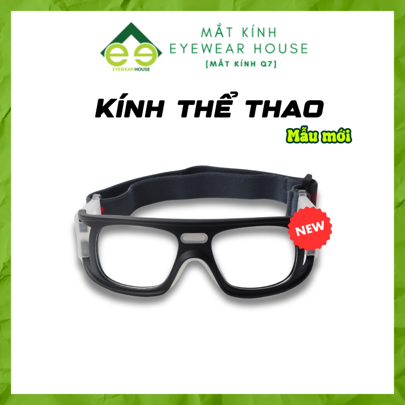 Kính cận bảo hộ thể thao chịu lực chơi bóng đá, bóng rổ, đạp xe + tròng kính cận chống bể vỡ.