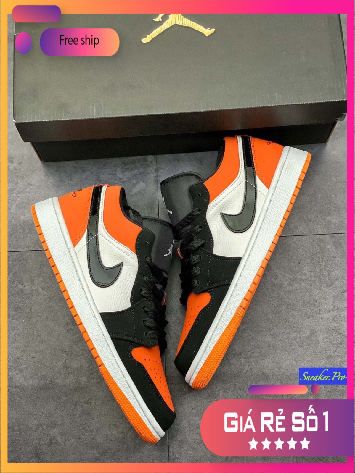 Giày 𝐉𝐨𝐫𝐝𝐚𝐧 𝐜ổ 𝐭𝐡ấ𝐩 ⚡️Tổng Kho⚡️ Giày 𝐉𝐨𝐫𝐝𝐚𝐧 1 cam thấp cổ nam nữ full box bill