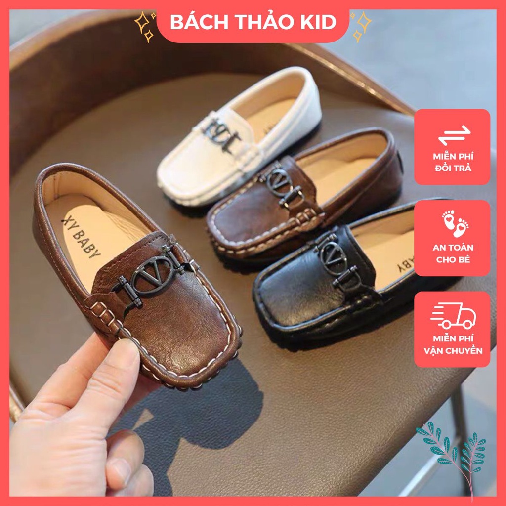 Giày lười cho bé trai, giày moca da mềm đế êm chân cho bé từ 1-7 tuổi hàng Quảng Châu cao cấp