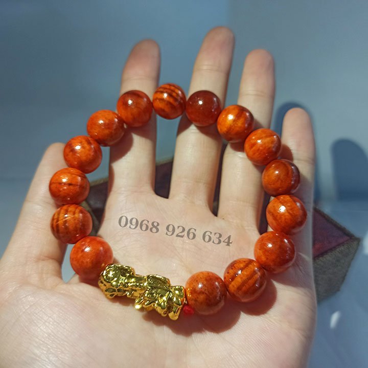 Vòng phong thủy 💖FREE SHIP💖Vòng tay gỗ huyết long Tỳ Hưu 12 li may mắn