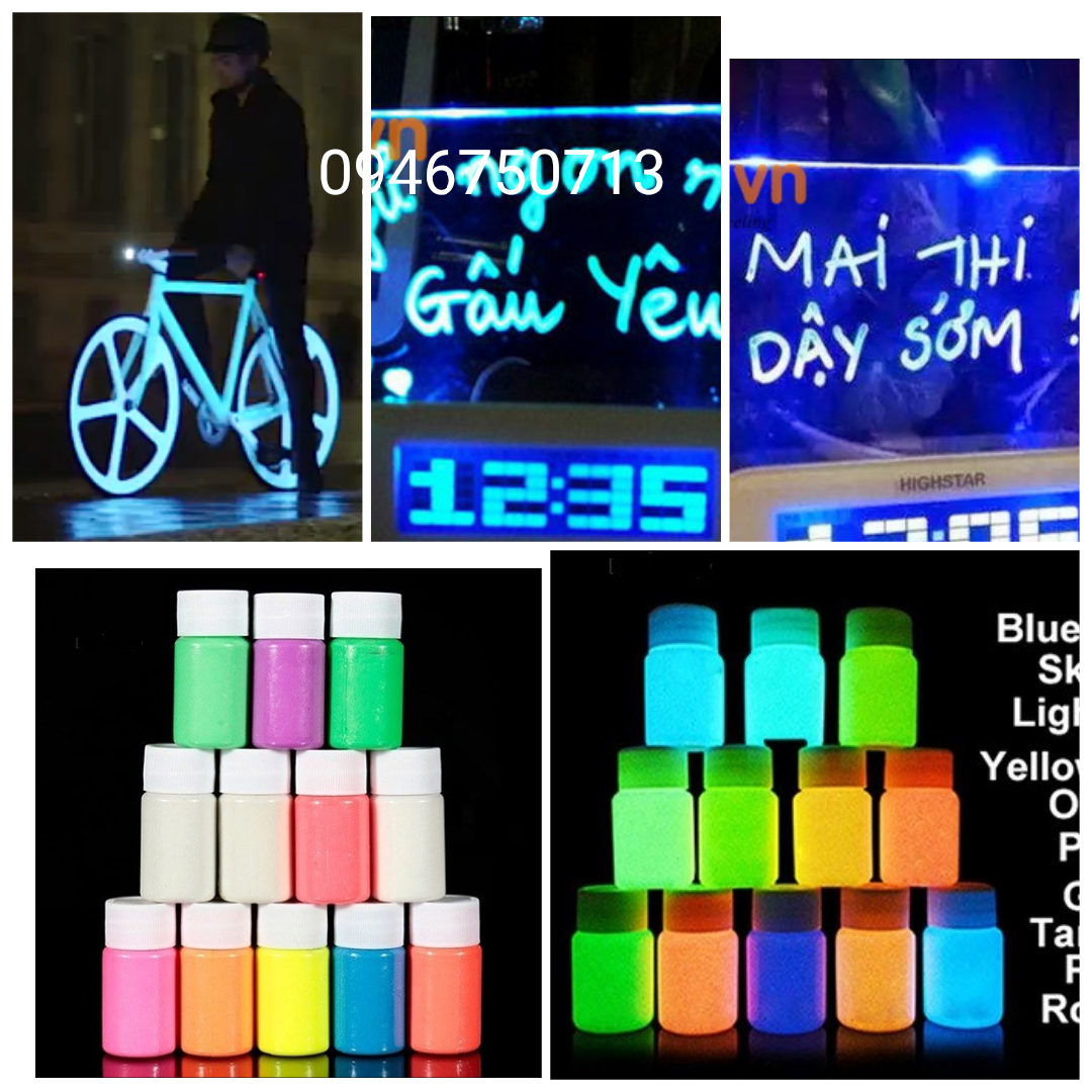 Combo 5 lọ sơn và lọ 5 bột dạ quang tặng cọ vẽ