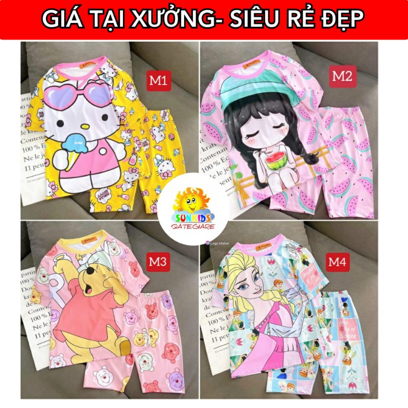 TẬN GỐC 20kg-40kg BỘ CỘC LỬNG BÉ GÁI SIZE ĐẠI THUN LẠNH 3D GBL36