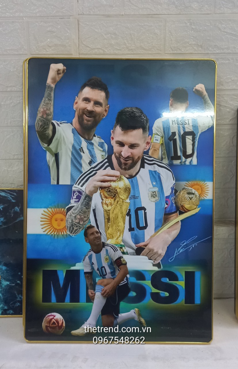 Tranh Messi vô địch worldcup 2023, tranh cầu thủ bóng đá, tranh tráng gương cao cấp