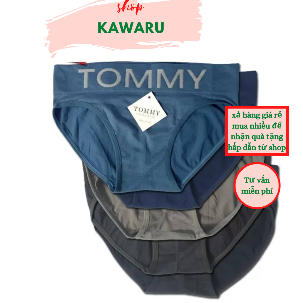 Quần lót nam cotton dệt kim bản to co dãn TOMMY, quần sịp nam combo 3 quần thoáng mát lưng to, quần sịp tam giác-kawaru