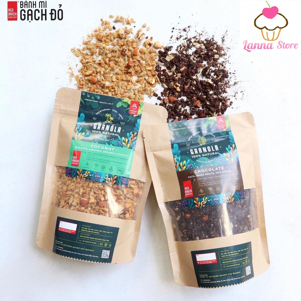 Ngũ cốc granola ăn kiêng gạch đỏ 500g giảm cân tăng cơ cho người tập gym yoga diet