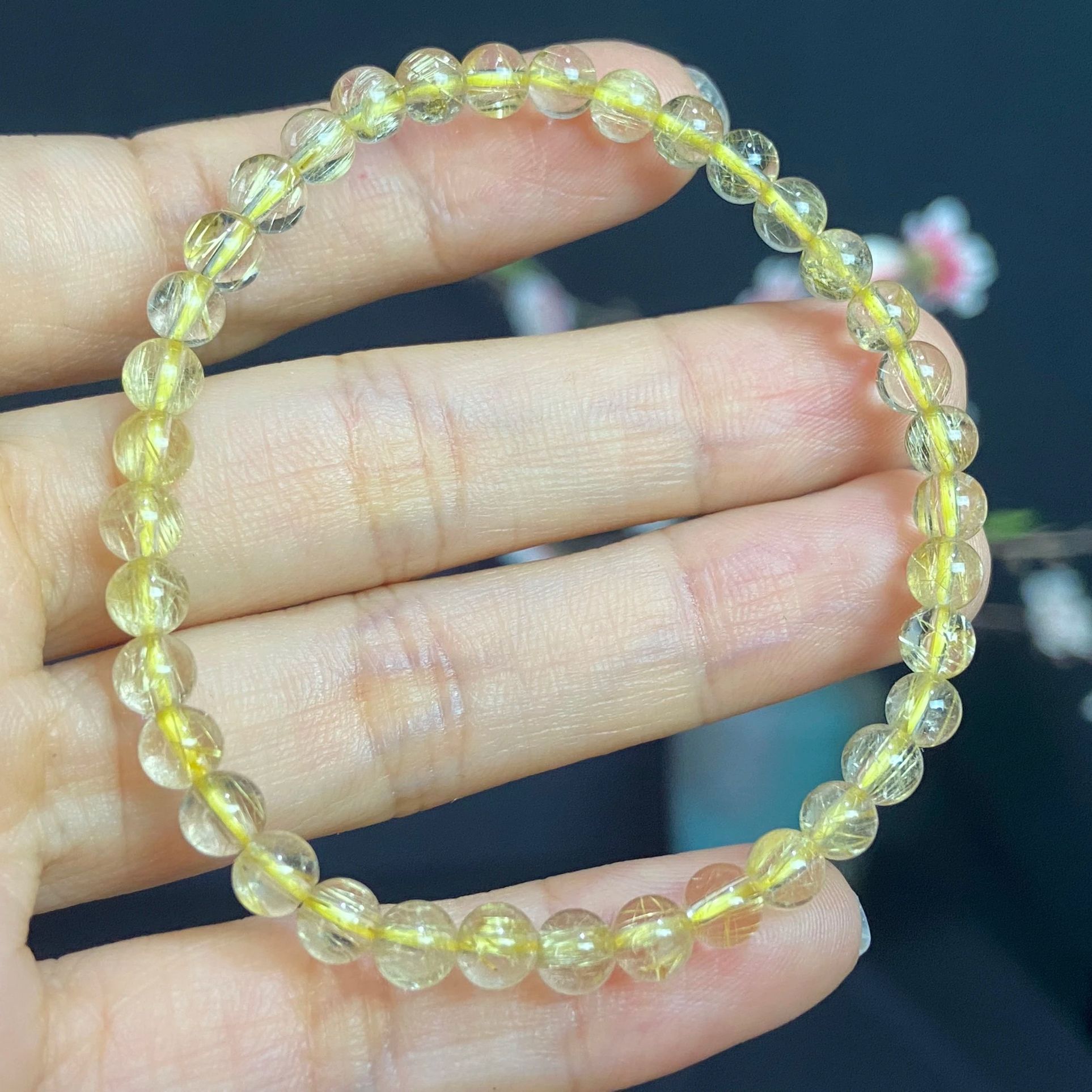 Vt189 vòng tay nữ thạch anh tóc vàng vip hạt 5mm