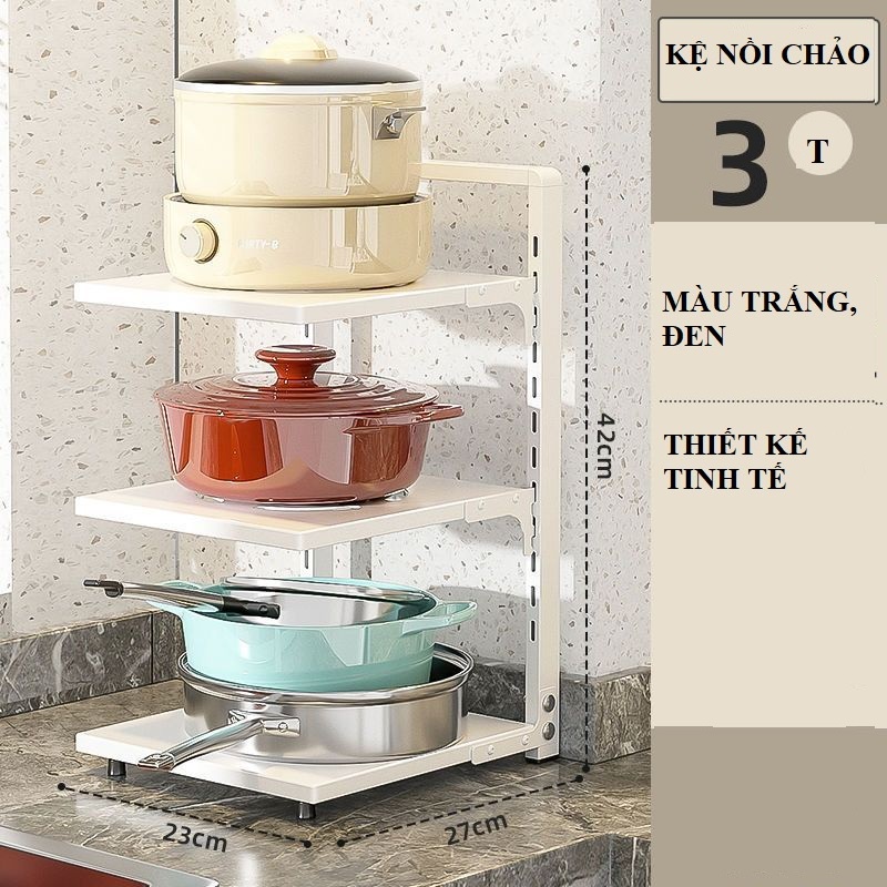 Kệ Để Xoong Nồi 3 Tầng 4 Nhà Bếp,Chất Liệu Thép Sơn Tĩnh Điện Chắc Chắn,giá để nồi nhà bếp, kệ để nồi nhà bếp kệ để nồi