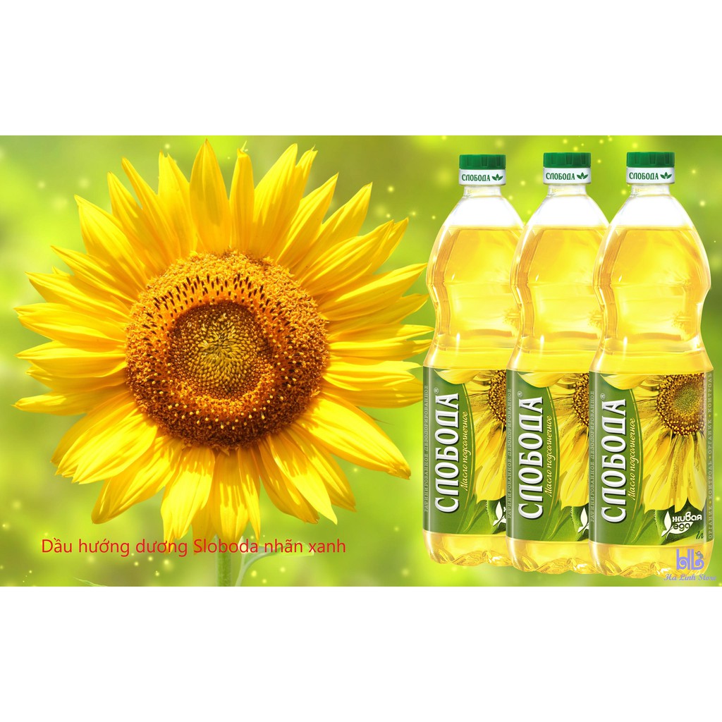 Dầu hướng dương hữu cơ Sloboda nhãn xanh 1 lít, hàng nhập khẩu (date tháng 07/2024)