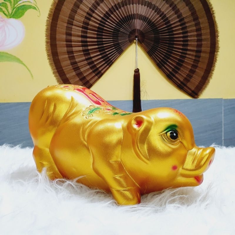 Lợn tiết kiệm dáng dài chữ lộc hoặc chữ phúc size 2