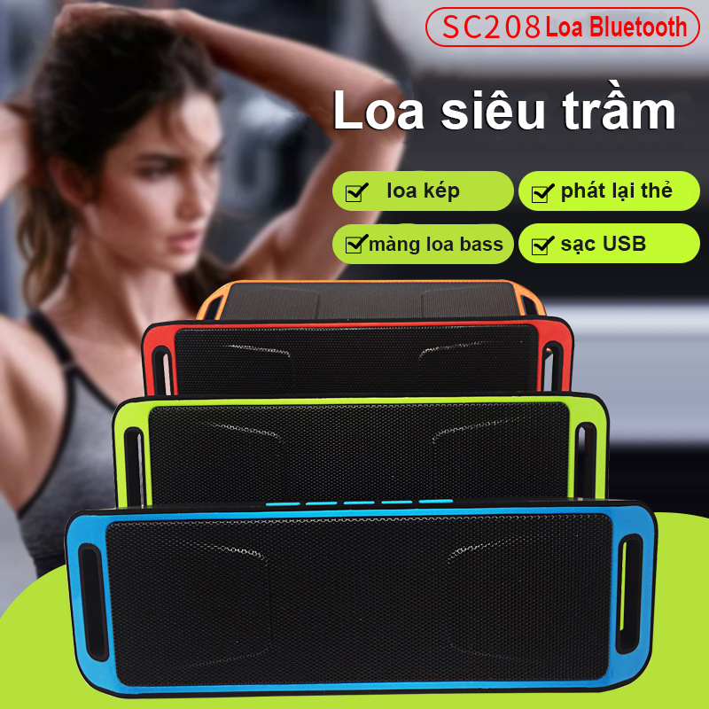 Loa Máy Tính Bluetooth, Loa Nge Nhac Bluetooth - Loa Bluetooth, Loa Bluetooth Di Động Nghe Hay S208, Loa Bluetooth Không Dây Thẻ Di Động Loa Kép Mini Cannon Audio Điện Thoại Di Động Loa Siêu Trầm.