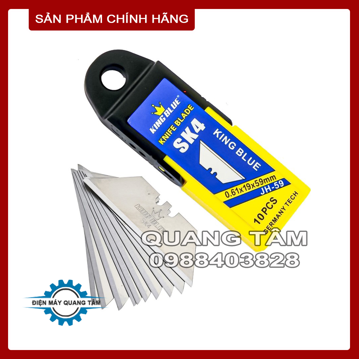 Hộp 10 Lưỡi Dao Rọc Giấy Thay Thế Bản 59mm Thép SK4 Cao Cấp KingBlue JH-59 [Chính Hãng]