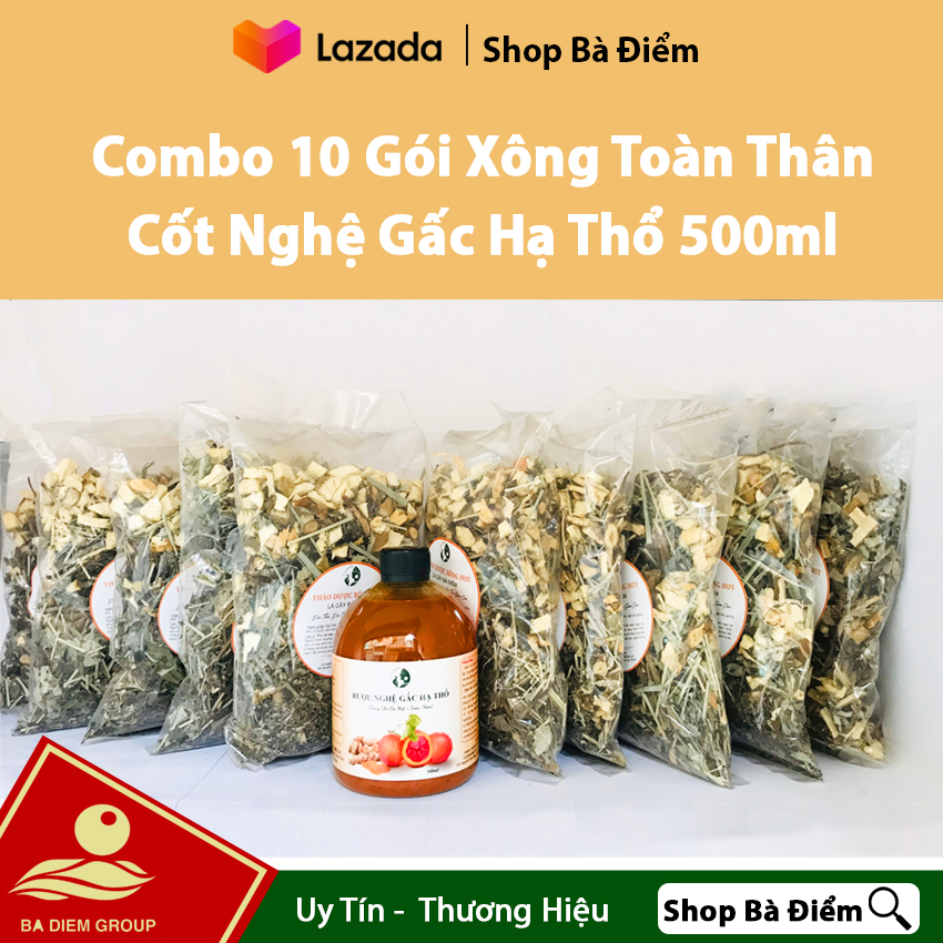 [Combo] Cốt Nghệ Gấc Hạ Thổ 500ml + 10 Gói Thảo Dược Xông Toàn Thân | Dưỡng Trắng Sáng Da, Mờ Thâm Rạn, Lưu Thông Khí Huyết, Thải Độc Cho  Cơ Thể - Shop Bà Điểm.