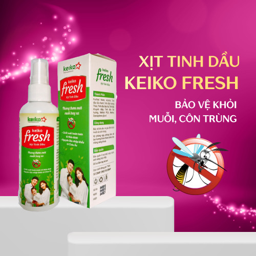 Xịt tinh dầu KEIKO FRESH 75ml, Phòng thơm mát muỗi bay xa, Bảo vệ khỏi muỗi, côn trùng