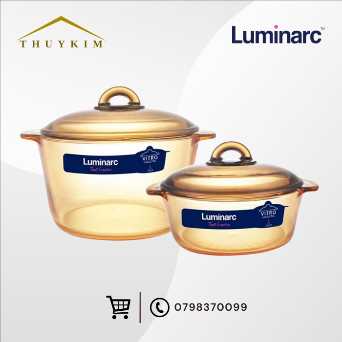 [HÀNG CHÍNH HÃNG] BỘ 2 NỒI THỦY TINH LUMINARC BLOOMING AMBERLINE 2L 3L