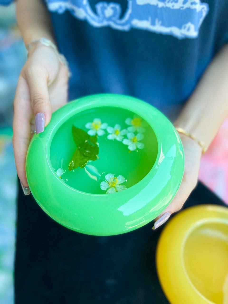 Bát nước minh đường tụ thủy, bát thả hoa thần tài đá ngọc cẩm thạch - Đường kính 20 cm