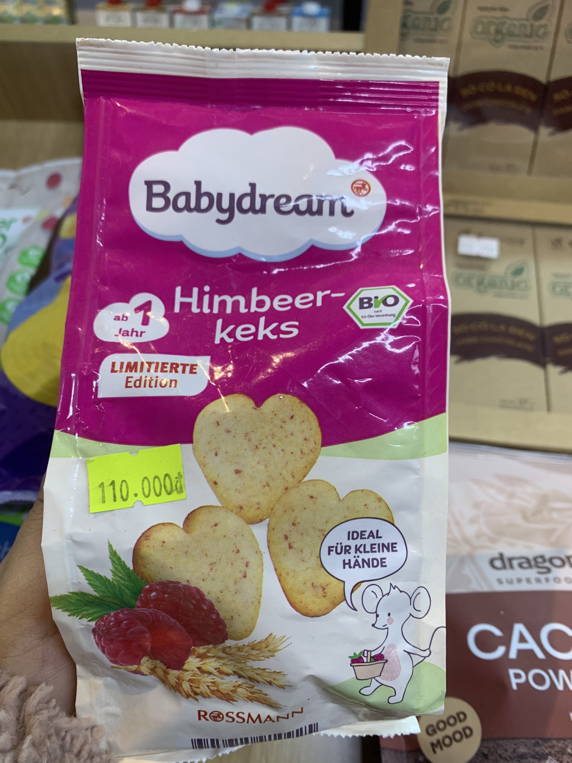[THƠM NGON, NGỌT NHẸ] Bánh quy ăn dặm yến mach mâm xôi hữu cơ Babydream (125g)
