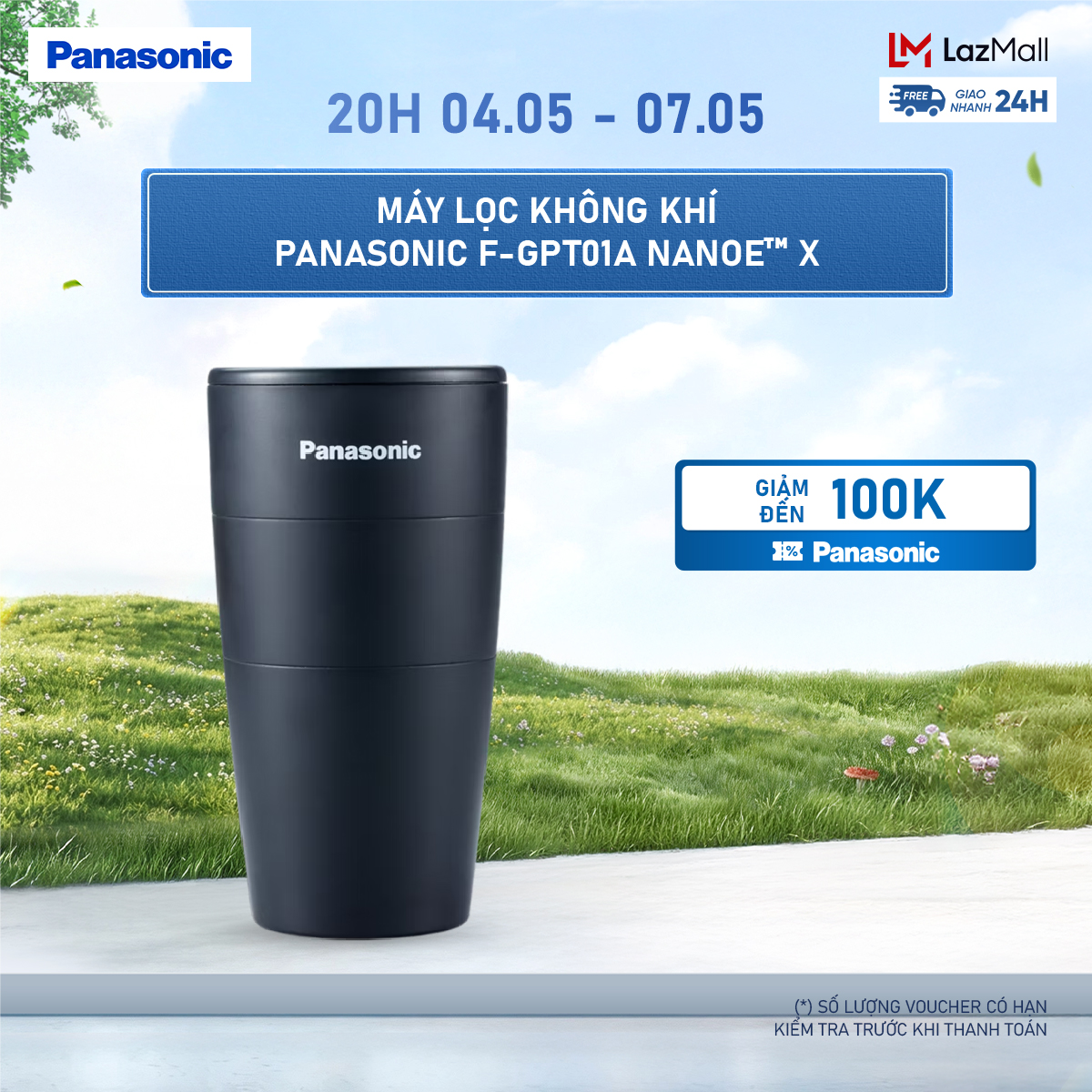 Máy lọc không khí Panasonic F-GPT01A nanoe™ X - Nhỏ gọn, khử mùi hiệu quả - Hàng chính hãng