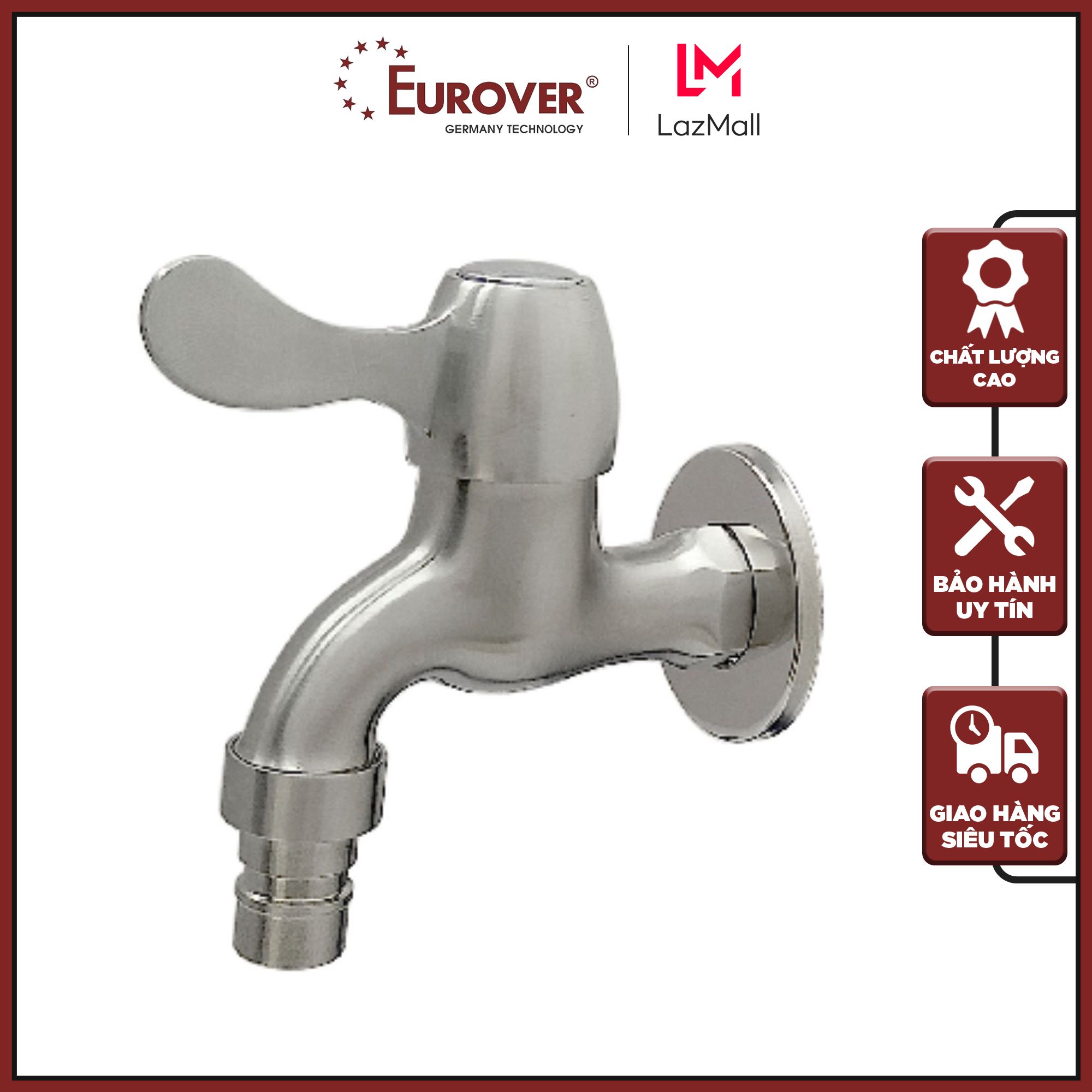 FREESHIP Vòi nước vòi hồ tay gạt (romine) inox 304 Eurover chính hãng PLE-3017 đúc nguyên khối chắc chắn, bảo hành 3 năm