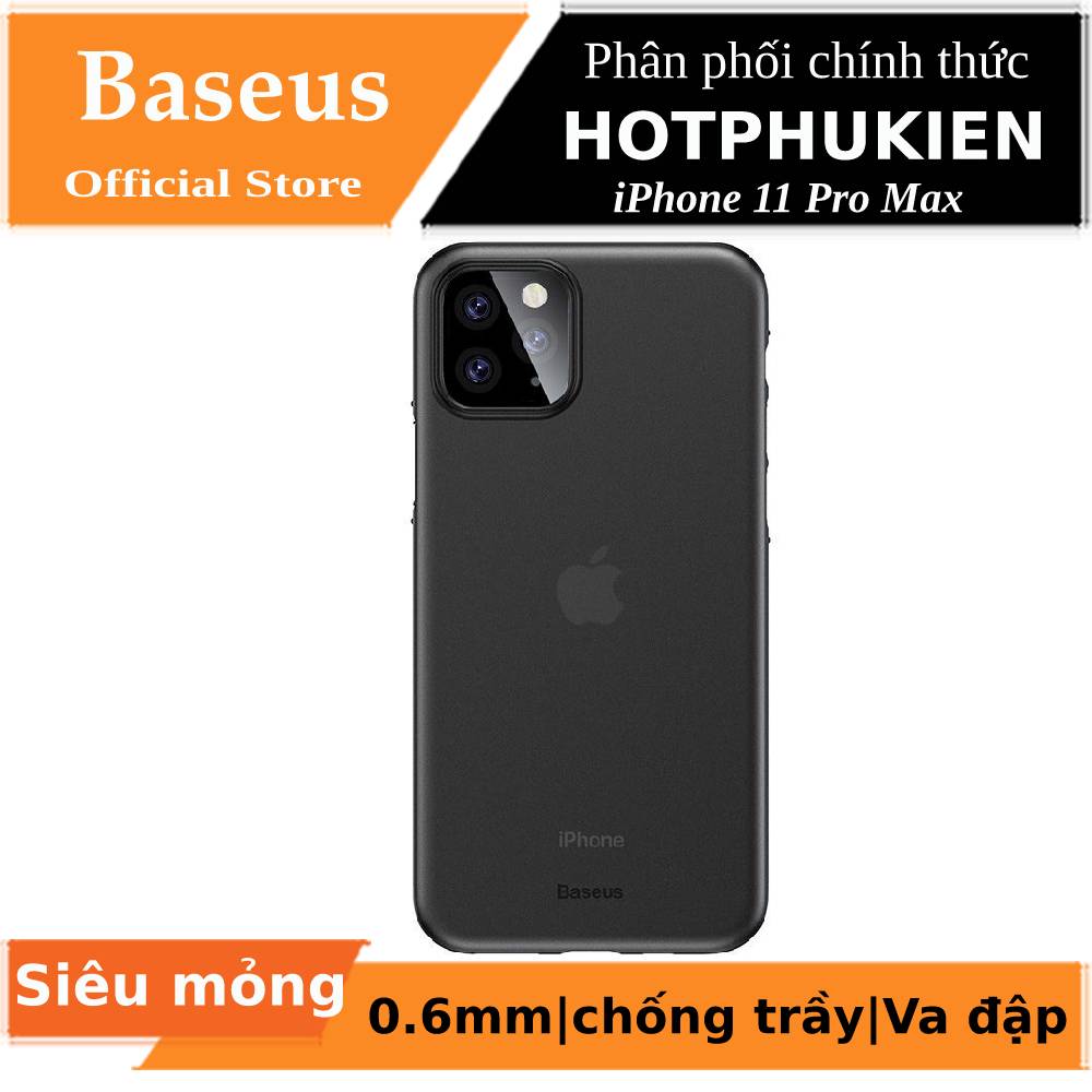 Ốp lưng nhám cho iPhone 11 Pro Max (6.5 inch) Hiệu Baseus Wing Case có gờ bảo vệ Camera (mỏng 0.3mm) - phân phối bởi HotPhuKien