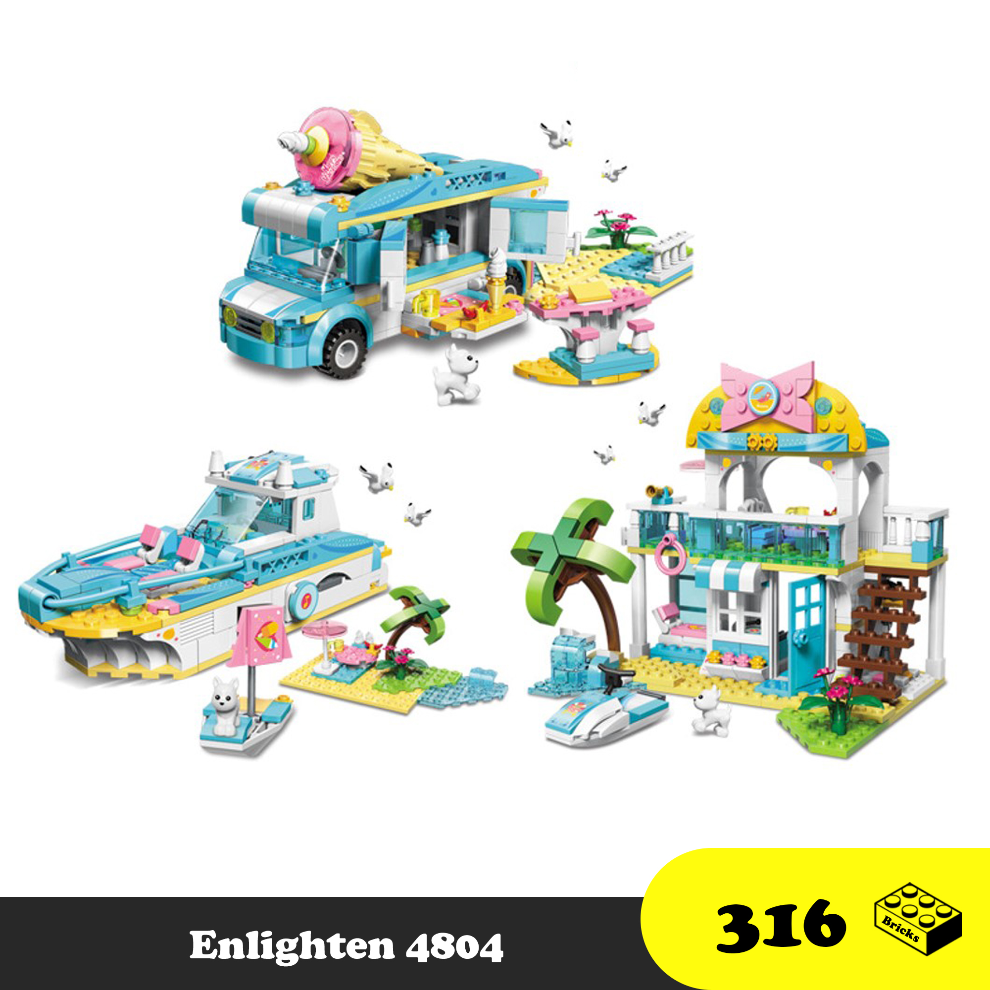 Lego bé gái - đồ chơi lắp ráp ngồi nhà xinh xắn 3 trong 1 - enlighten 4804