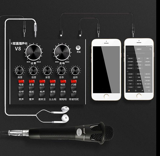 combo mic thu âm livestream V8 2020 TIẾNG ANH mic isk at1300 2020 trọn bộ không kèm tai nghe