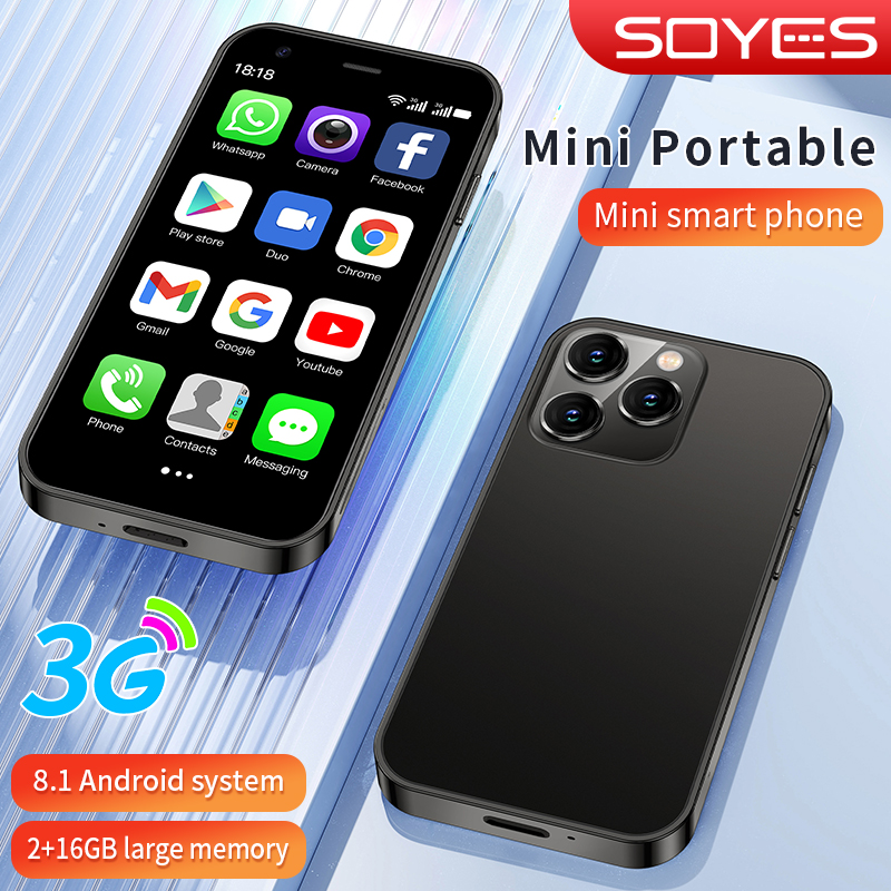 SOYES XS15 Android 12.0 Điện thoại di động mini 3D Kính mỏng Thân máy hai sim 4GB 64GB Quad Core 3000mAh Google Play Market Điện thoại thông minh dễ thương điện thoại mini nhỏ cảm ứng