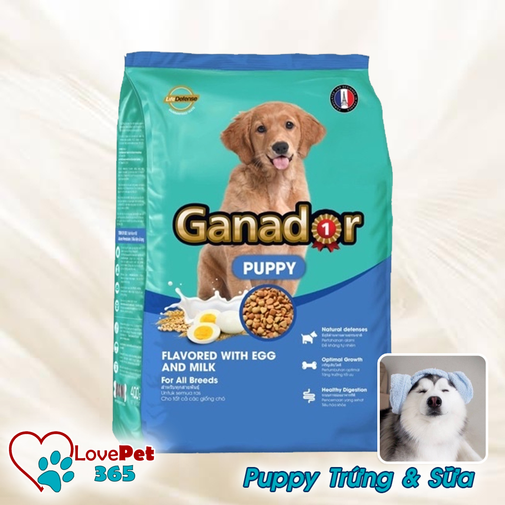 Thức ăn cho chó con Ganador Puppy Vị Trứng và Sữa hạt cho chó con gói 400g - Love Pet 365