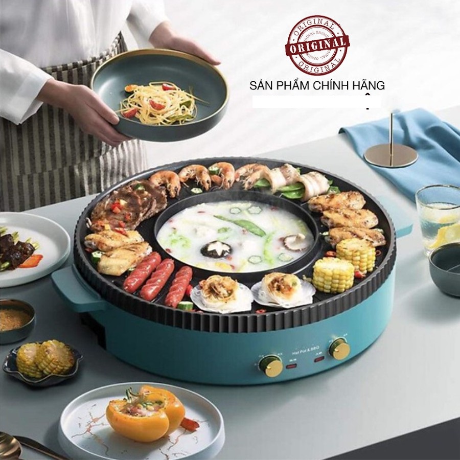 Nồi lẩu nướng đa năng m2-plus baking pan - bếp lẩu kèm nướng đibếp lẩu nướng baking pan - kiểu hàn , size 42cm nồi lẩu kèm nướng kiểu hàn quốc dạng tròn 42cm tiện dụngnồi lẩu nướng điện đa năng 2 trong 1-hàng xịnnoi lau dien freeship noi lau giá tốt tháng