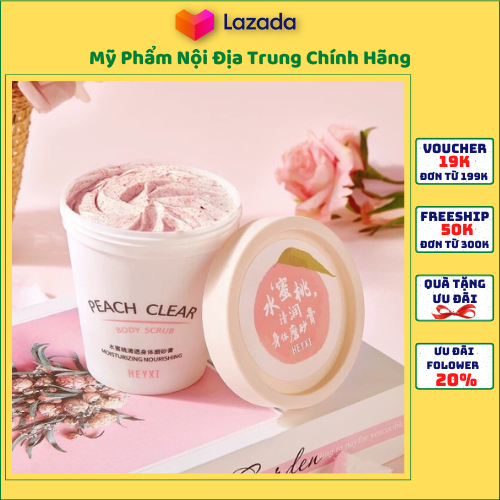 Muối tẩy tế bào chết body Heyxi Đào mini 200g, Kem tẩy da chết Body Scrub hương Đào Heyxi