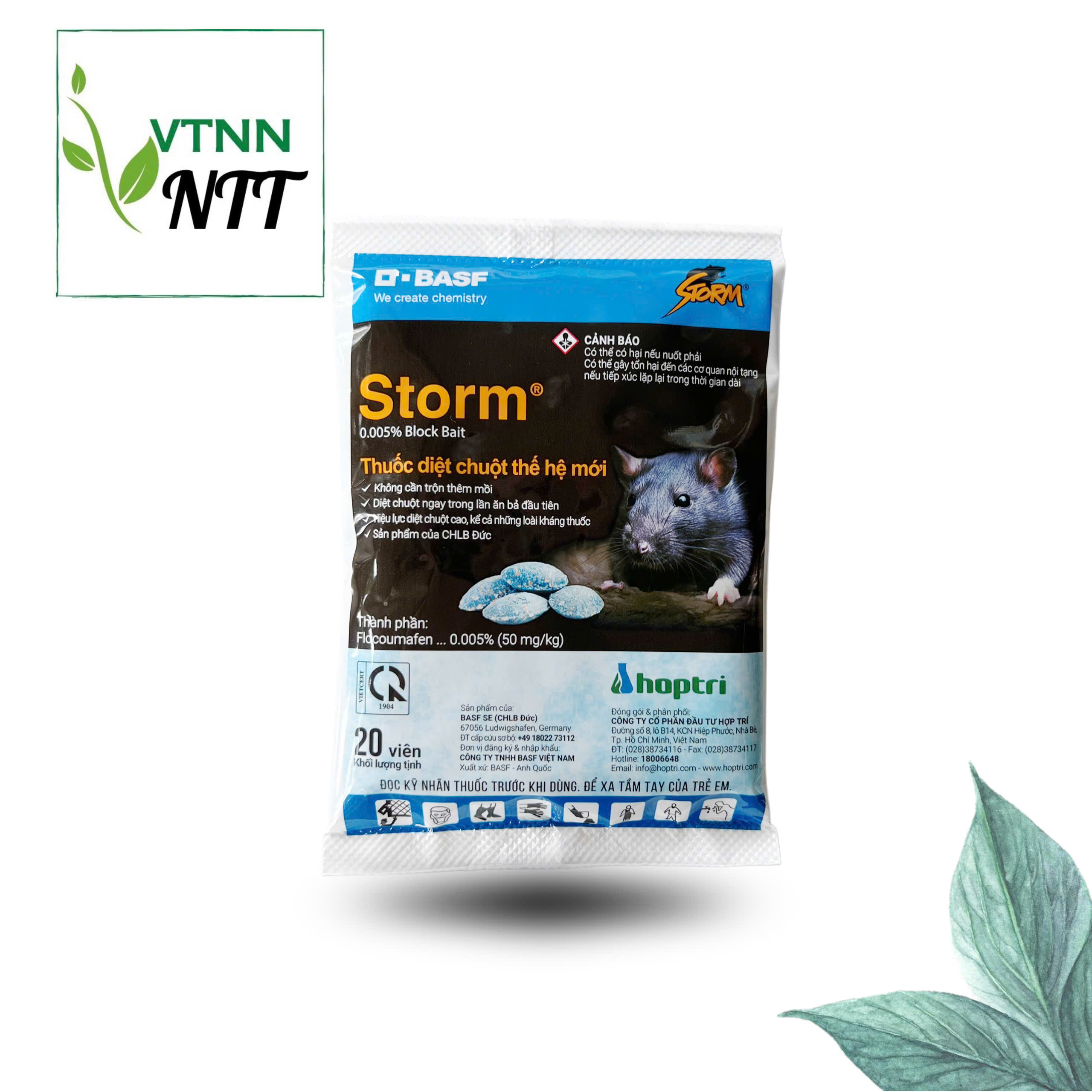  Thuốc diệt chuột Storm 0.005%  dạng viên  20 VIÊN  - KHÔNG CẦN TRỘN THÊM MỒI DIỆT CHUỘT NGAY TRONG LẦN ĂN BẢ ĐẦU TIÊN 