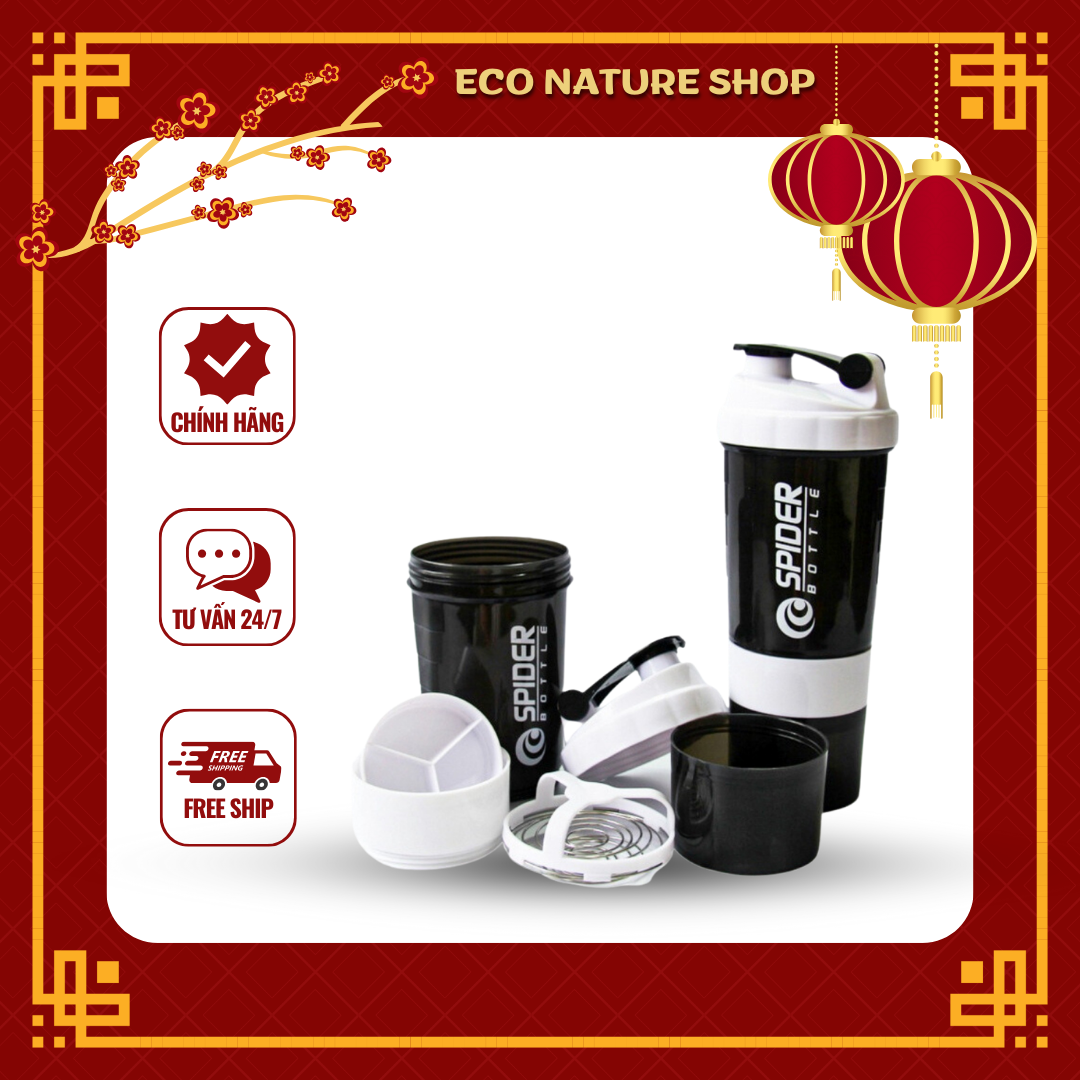 Bình lắc whey bình nước thể thao tập gym shaker đựng protein 3 ngăn tiện dụng 500 ml