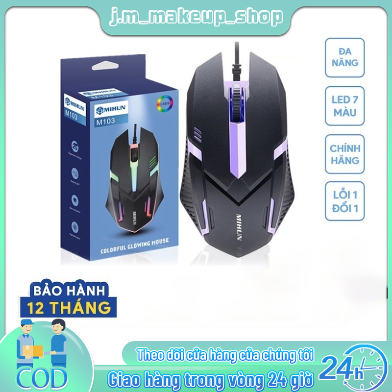 [HCM] huột Chơi Game Có Dây 1000 Dpi Chuột gaming, chuột có dây vi tính laptop MIHUN M103 đèn LED cho game thủ văn phòng kèm lót chuột