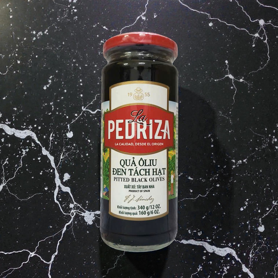 LA PEDRIZA - Lọ ĐEN 340gr - QUẢ Ô LIU ĐEN TÁCH HẠT TÂY BAN NHA Pitted Black Olives
