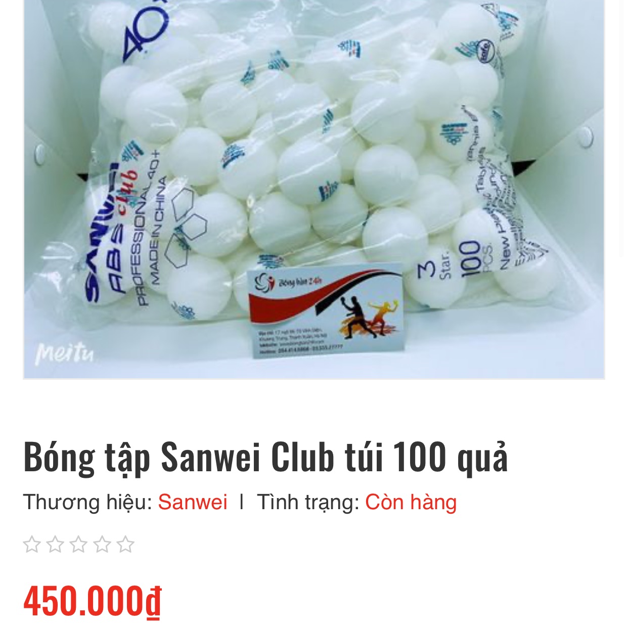 Bóng tập Sanwei Club túi 100 quả