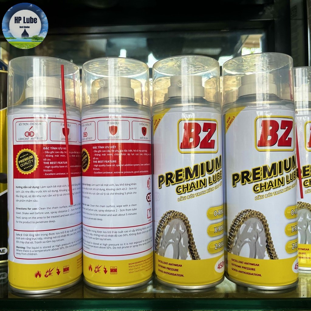 Dưỡng sên Cao Cấp BZ PREMIUM Chainlube 200ml/450ml bôi trơn tốt, không văng cho mọi loại xe- Cam kết chính hãng