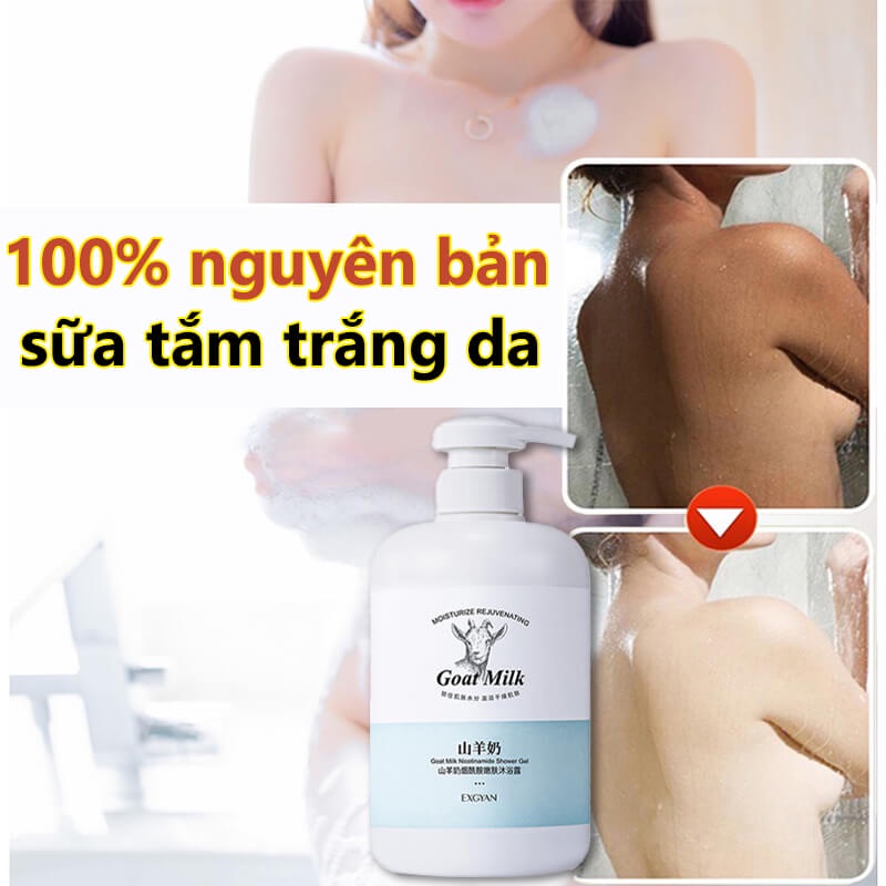 Sữa tắm trắng da toàn thân sữa dê 500ml,kem body cốt ủ siêu trắng làm trắng nhanh dưỡng ẩm Tẩy tế bào chết