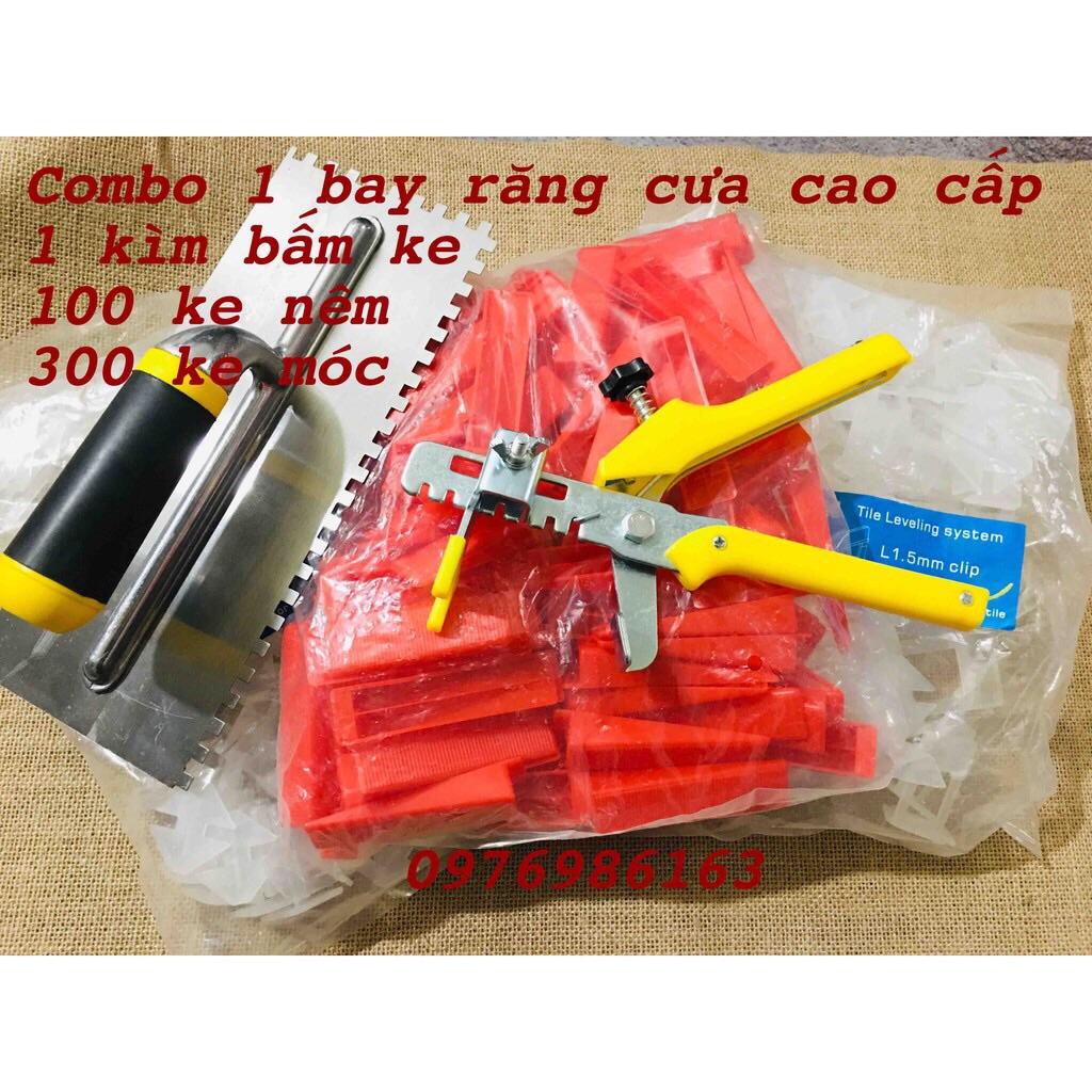 Bộ ke cân bằng ốp lát gạch gồm 1 bay răng cưa 1 kìm bấm ke 100 nêm 300 ke móc tự chọn