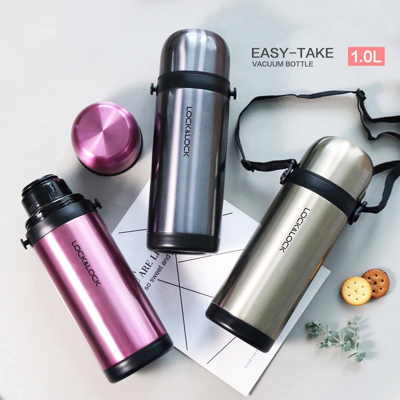 Bình giữ nhiệt Lock&Lock Easy Take Vacuum Bottle LHC1439 bằng thép không gỉ, dung tích 1L